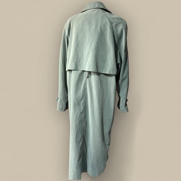 Vtg Large 14 Jacket Duster Trench Light Rain Coat Sage Green Women’s NWT Minimal - Picture 3 of 5